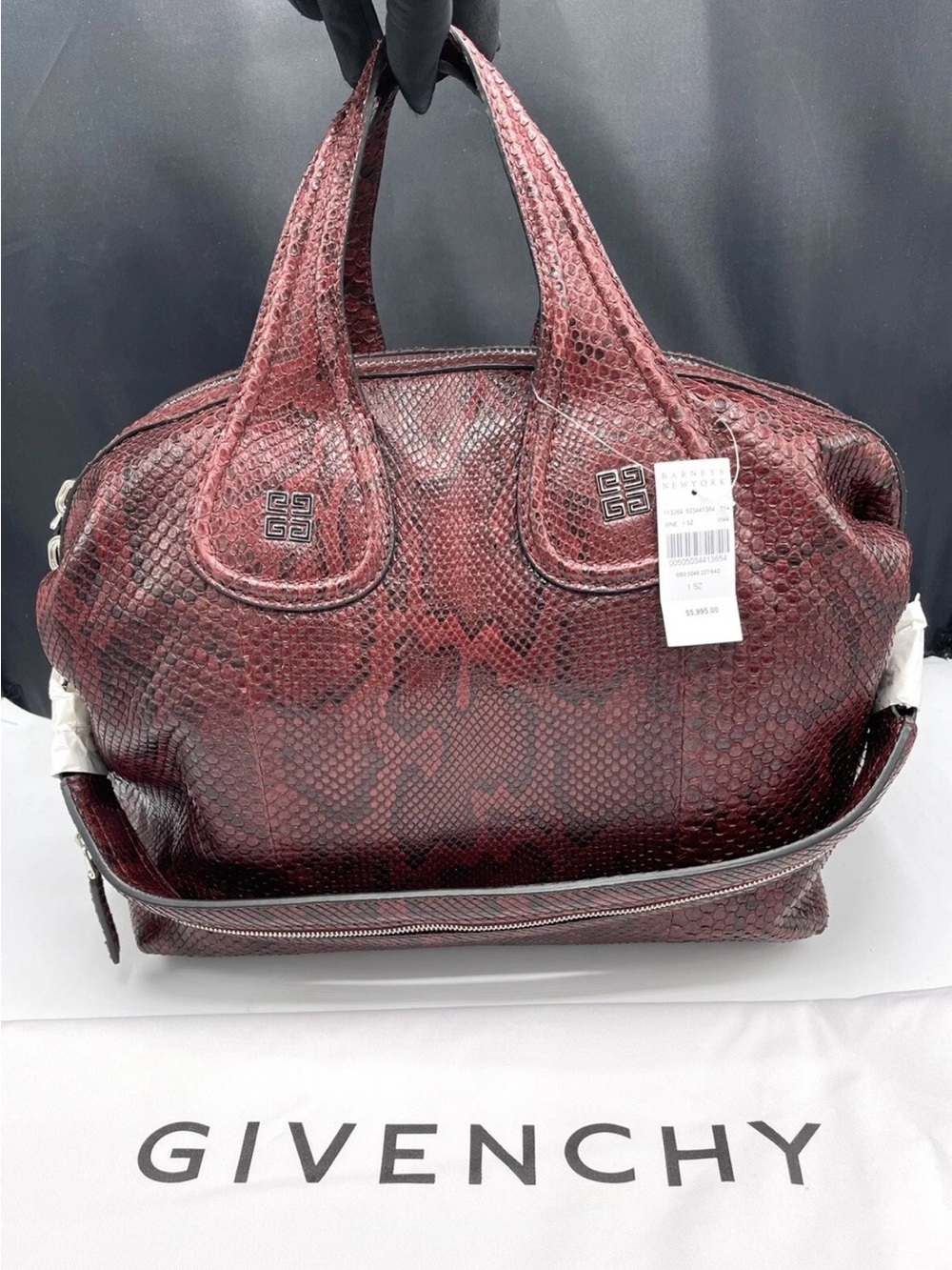 Givenchy Nightingale Medium 100% Python Oxblood Satchel Bag 🚨Sold Out $5,995